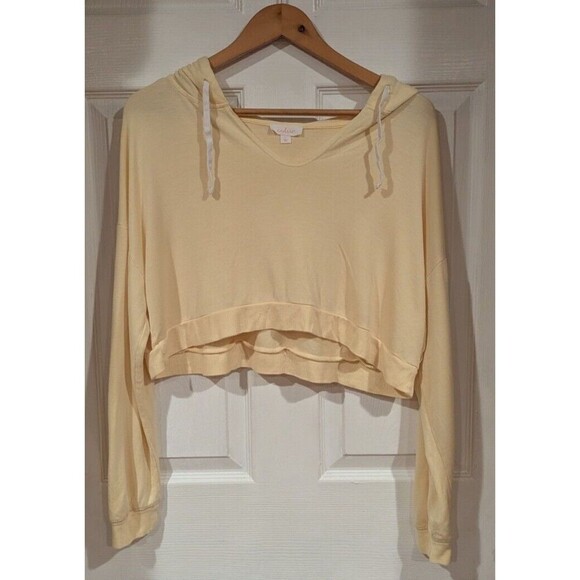 Colsie Lightweight cropped yellow sweatshirt super soft Loungewear SZ L Cozy - Picture 1 of 5